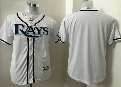 Rays Blank White Cool Base Stitched Youth MLB Jersey - Click Image to Close